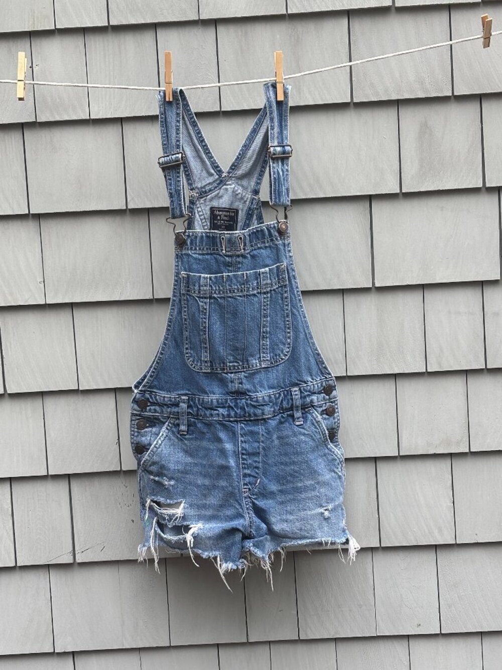 Abercrombie & Fitch Denim Overall Shorts | Medium Wash | Size XS | Like New